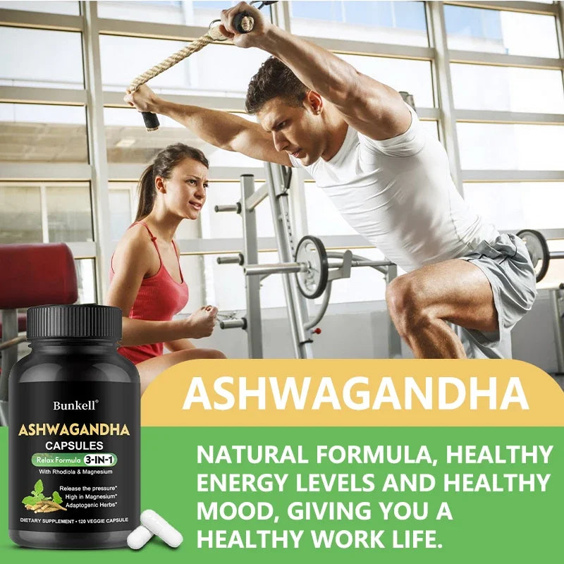 Ashwagandha Supplement with Magnesium and Rhodiola Rosea Extract-Calm & Focus Formula